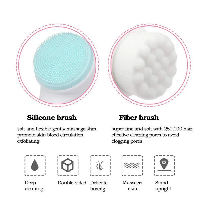Brosse Nettoyante Visage Double Face en Silicone 3D