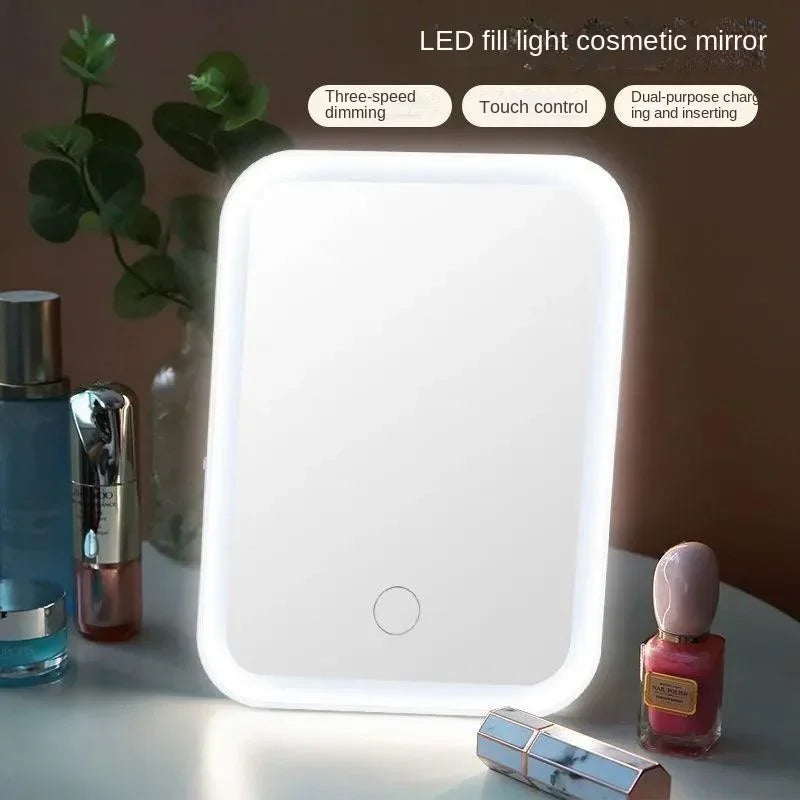 Miroir Maquillage LED Tactile – 3 Modes Lumineux, Pliable, Rechargeable USB