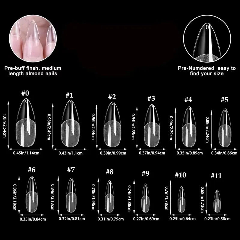 600 Faux Ongles Semi-Mat Amande – Couverture Totale, Colle Incluse | Press-On