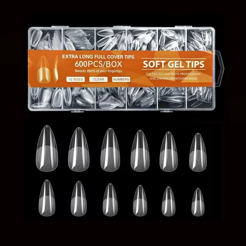 600 Faux Ongles Semi-Mat Amande – Couverture Totale, Colle Incluse | Press-On