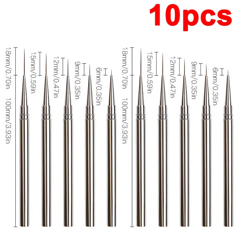 Pinceaux Nail Art Liner – Traité Fin 6 à 18mm | Manucure Professionnelle