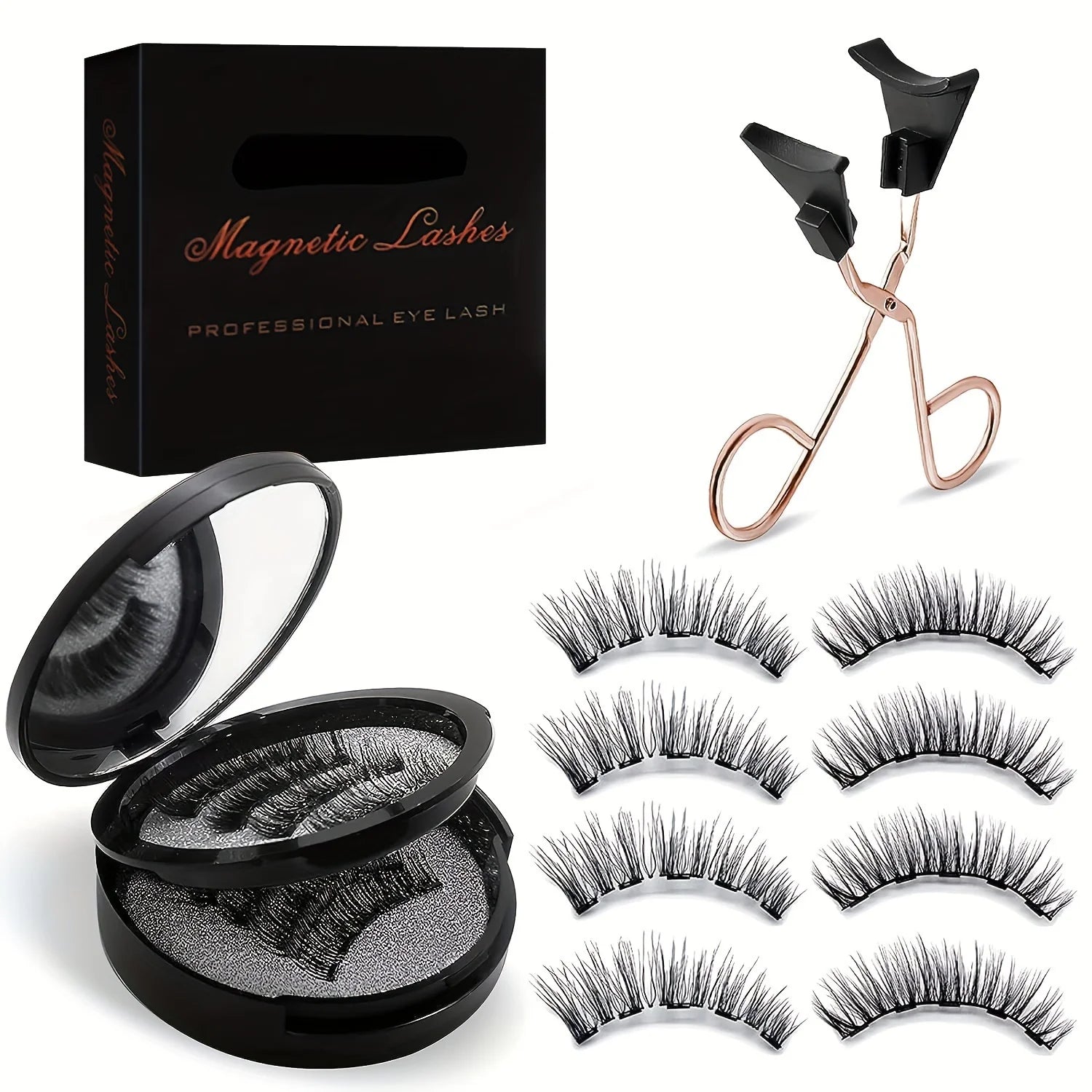 Kit Faux Cils Magnétiques 3D – 8 Pièces, Réutilisables, Sans Colle