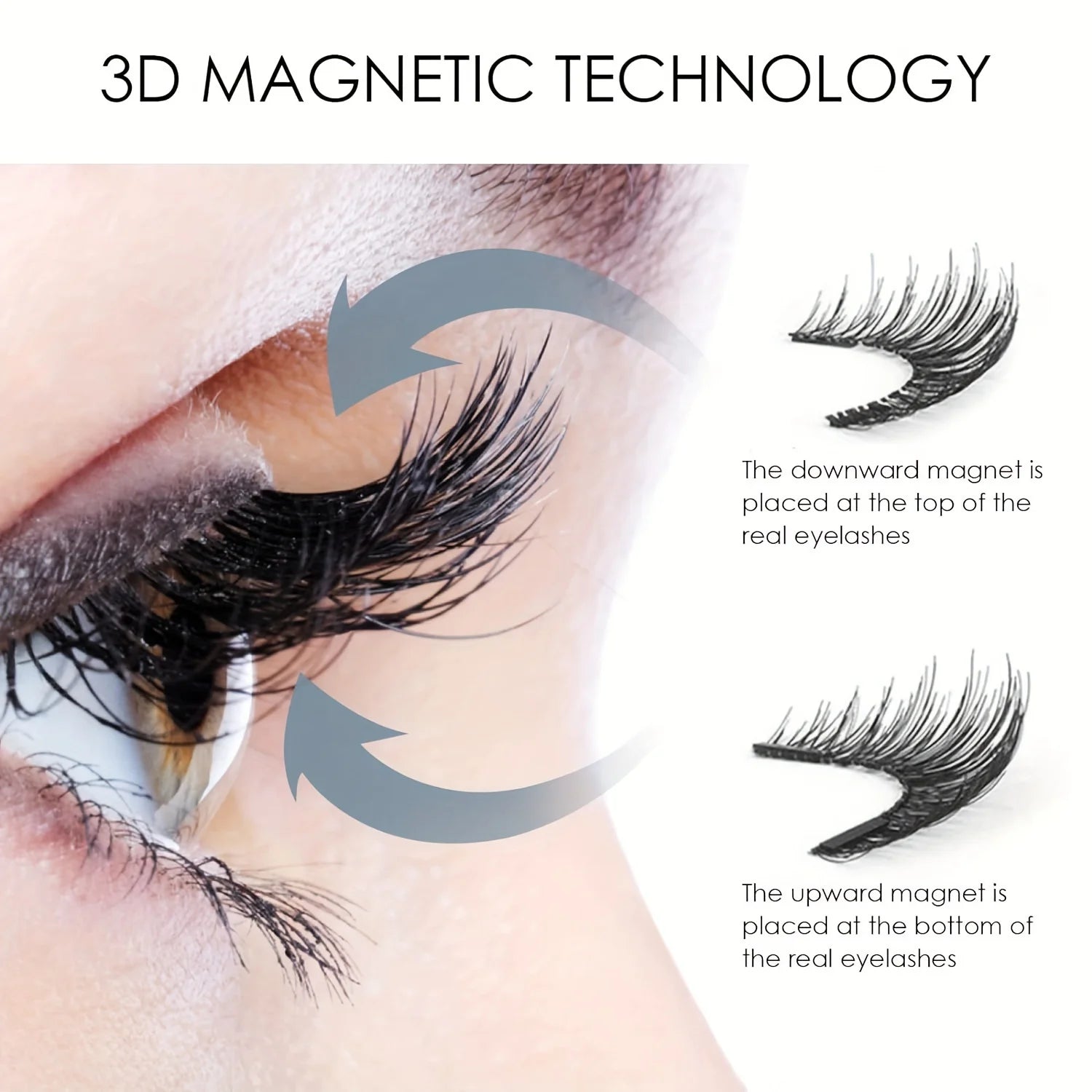 Kit Faux Cils Magnétiques 3D – 8 Pièces, Réutilisables, Sans Colle