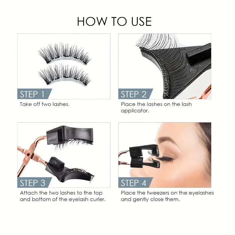 Kit Faux Cils Magnétiques 3D – 8 Pièces, Réutilisables, Sans Colle