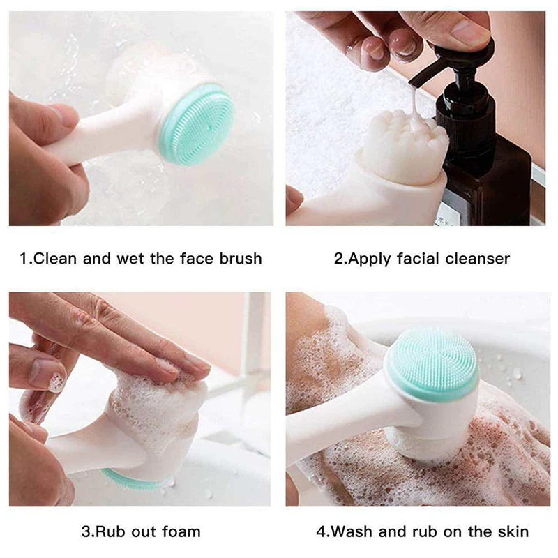 Brosse Nettoyante Visage Double Face en Silicone 3D