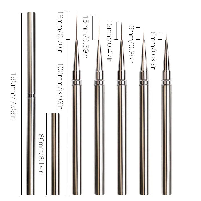 Pinceaux Nail Art Liner – Traité Fin 6 à 18mm | Manucure Professionnelle