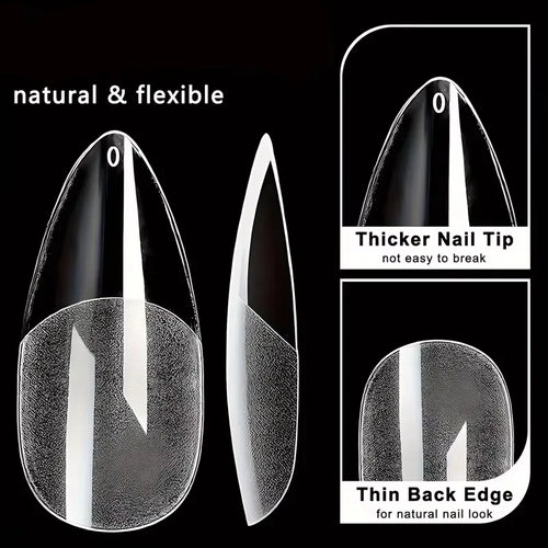 600 Faux Ongles Semi-Mat Amande – Couverture Totale, Colle Incluse | Press-On