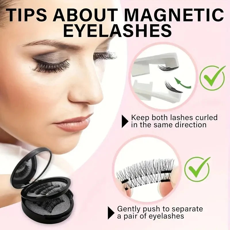 Kit Faux Cils Magnétiques 3D – 8 Pièces, Réutilisables, Sans Colle